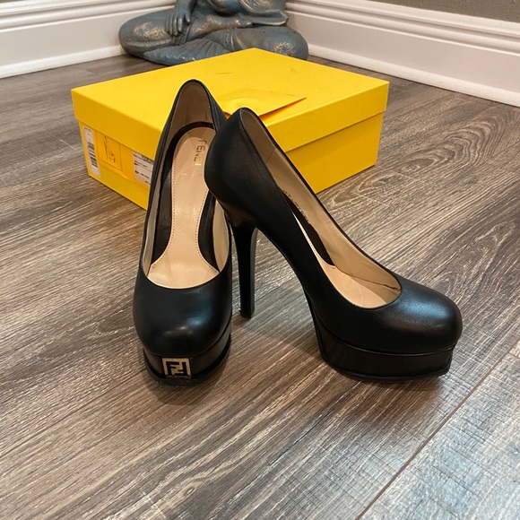 FENDI platform “Fendista” black heels size 37.5 💥 - Picture 2 of 7